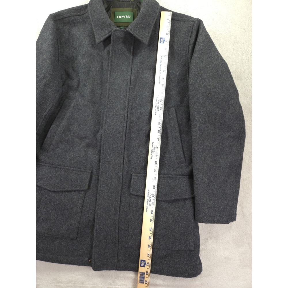 Orvis Wool Coat‎ Mens Large Full Zip Quilt Lined Gray Overcoat - Picture 6 of 10